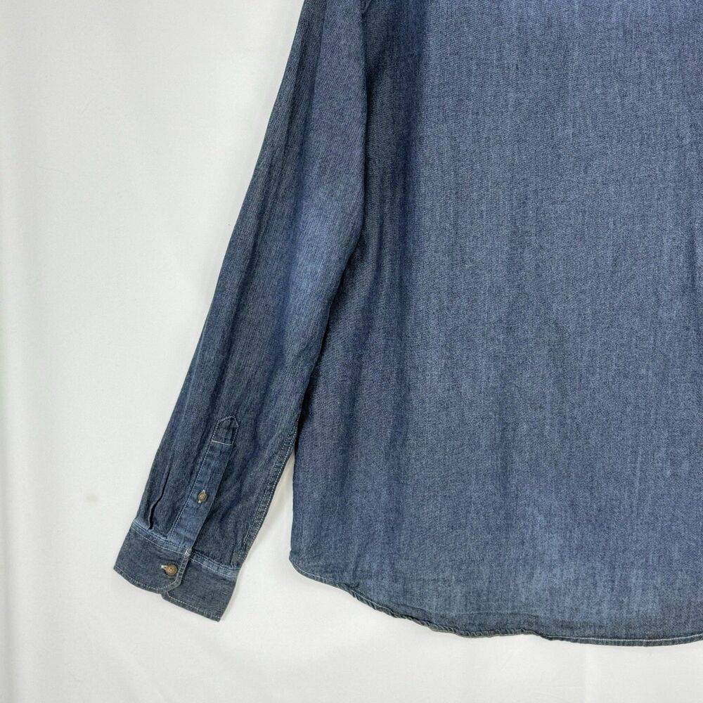 Men's Shirt XL Blue Denim Long Sleeve Button Up Pockets Classic Cotton Cape Juby - Picture 16 of 16